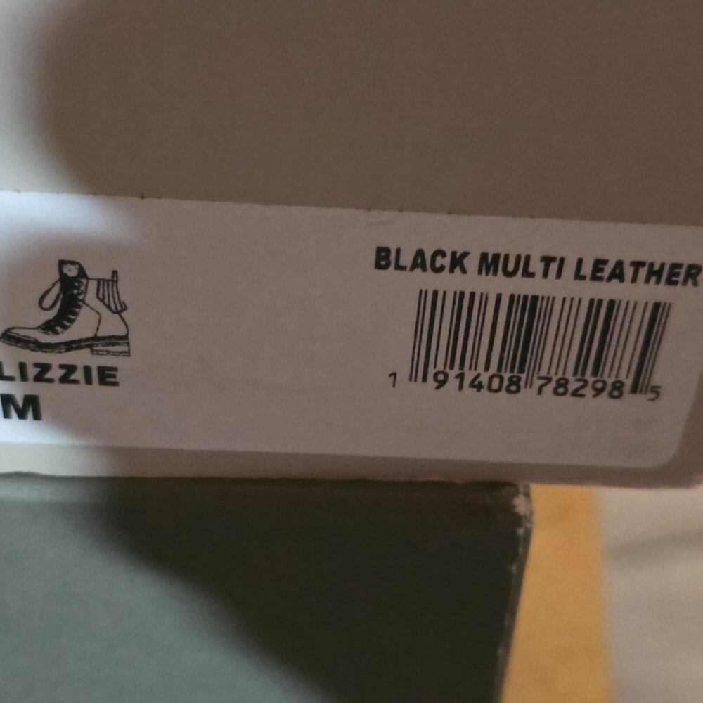 M LIZZIE Black Multi Leather Shearling Hiking Boots Size 9M - Picture 10 of 10